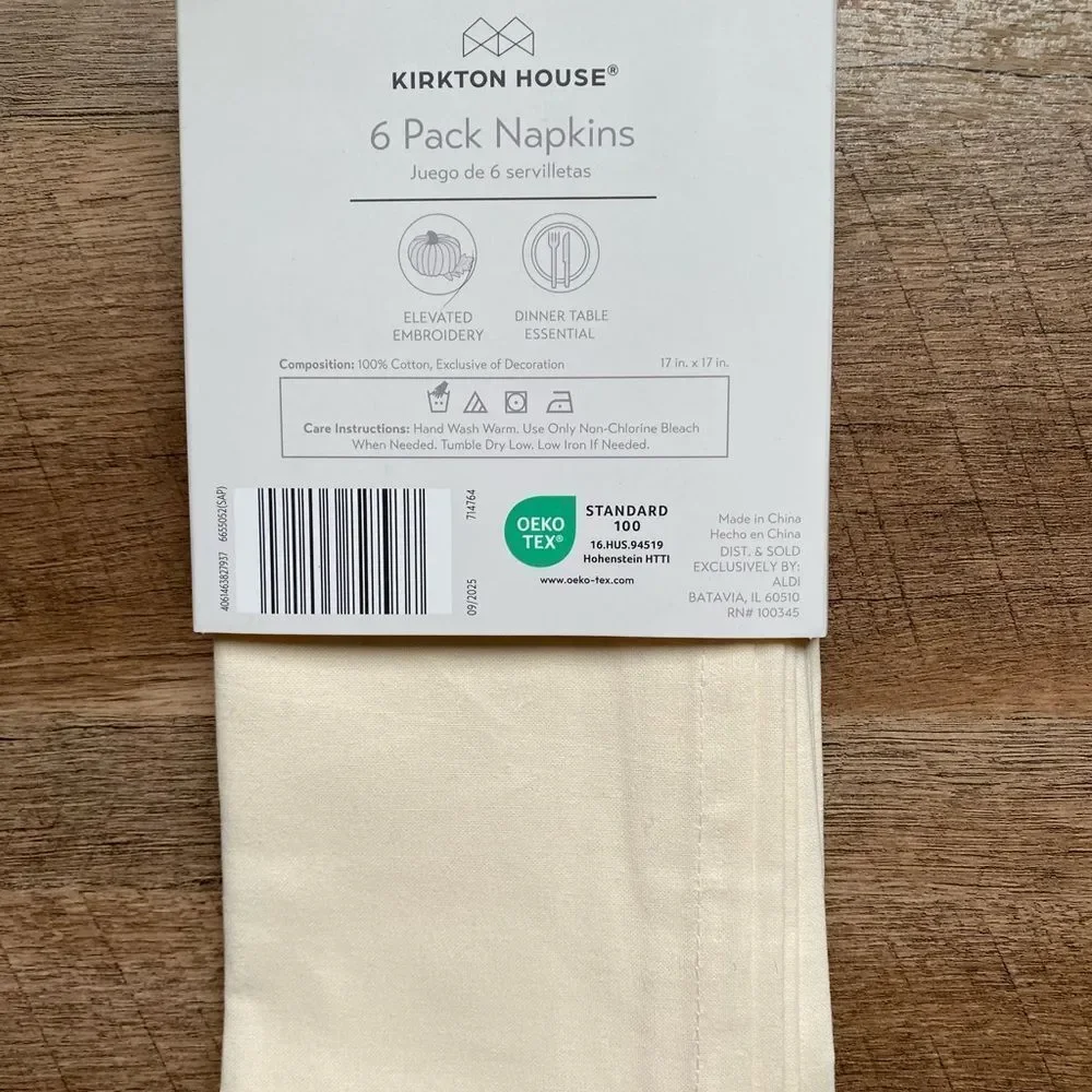 Kirkton House Cream Napkins with Embroidery Pumpkin